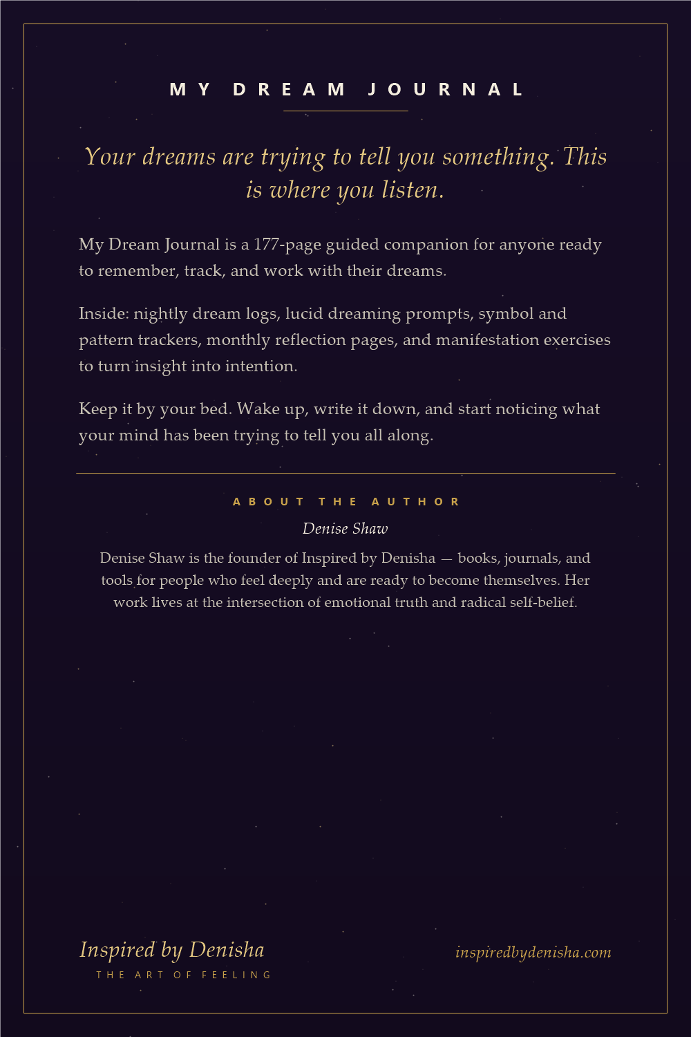 My Dream Journal back cover